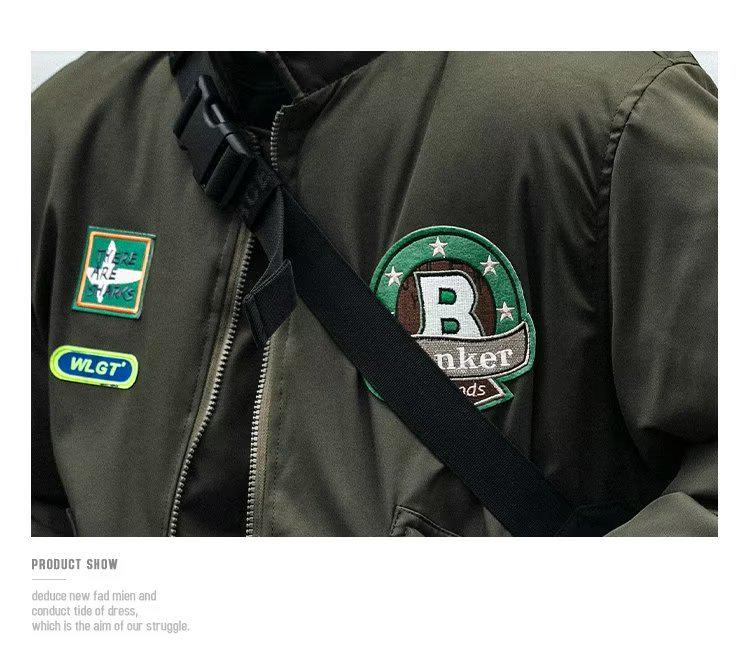 Унисекс Летная куртка серии Звездные войны: Американский кэжуал, Вышитые нашивки, Множество карманов, Воротник-стойка, Хлопковая рабочая одежда, Реплика