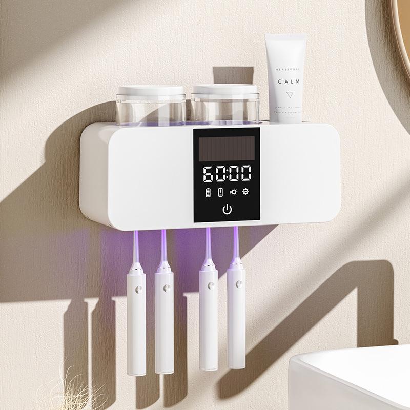 Olovvs Умный УФ Стерилизатор для зубных щеток с электрической сушкой, Безударная установка, Стакан для полоскания рта и Держатель для зубной пасты.