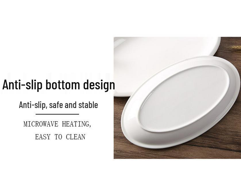 Extra Large Thickened Oval Ceramic White Steaming Fish Plate for Restaurants
