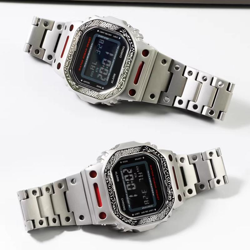 Для Casio Маленький Квадратный Серии GW-M5610DW5600 Модифицированный Тигровый Каменный Узор Рельефный Механический Металлический Корпус Ремешок Часы Модные Аксессуары
