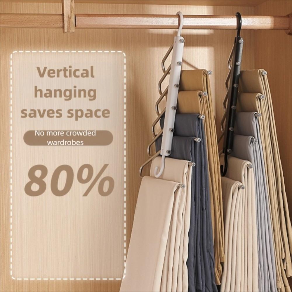 6-уровневая экономичная вешалка для брюк с отверстиями для подвешивания, многофункциональная стойка для брюк, шкаф