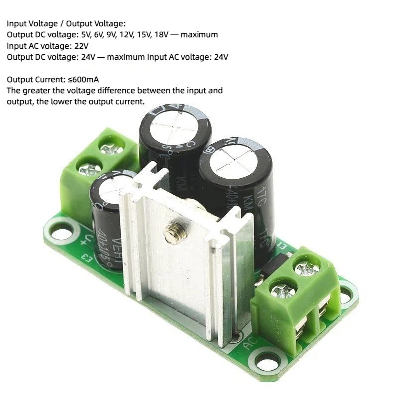 Single Regulated Power Module Universal Rectifier Filter Board DC 5V-24V Compatible with Raspberry Pi DIY Projects