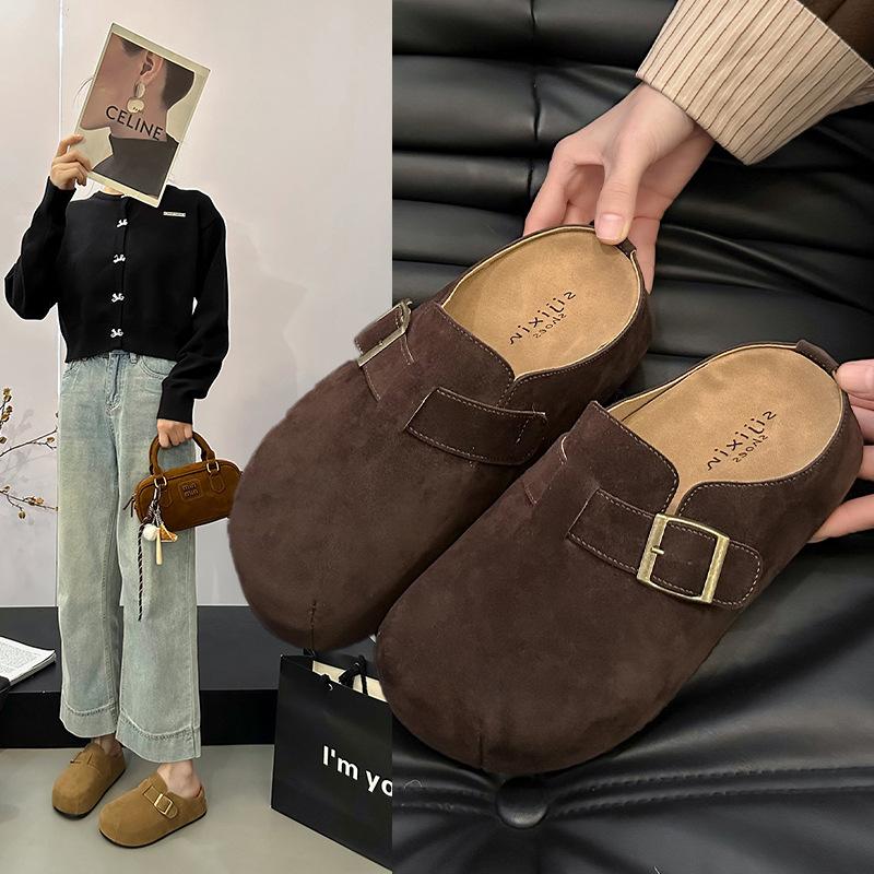 Ретро сумка голова полутапочки женские новые осенние модные для улицы ленивые универсальные на плоской подошве