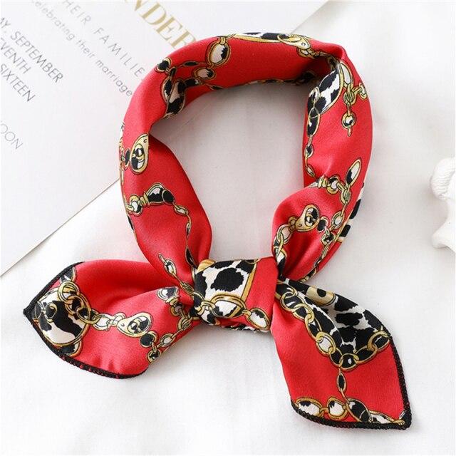 2021 Small Size Women Scarf Fashion Print Silk Scarves Square Neck Office Satin Handkerchief Bandana Foulard