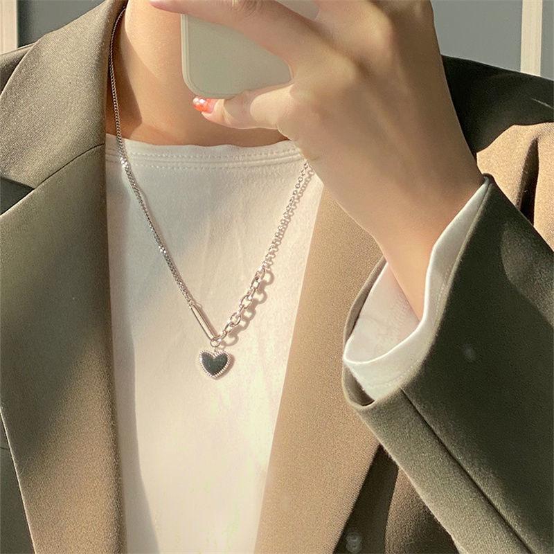 Metal Heart Pendant Necklace For Girls Women Charms Matching Sweater Neck Chain Necklaces Chokers Jewelry Gifts
