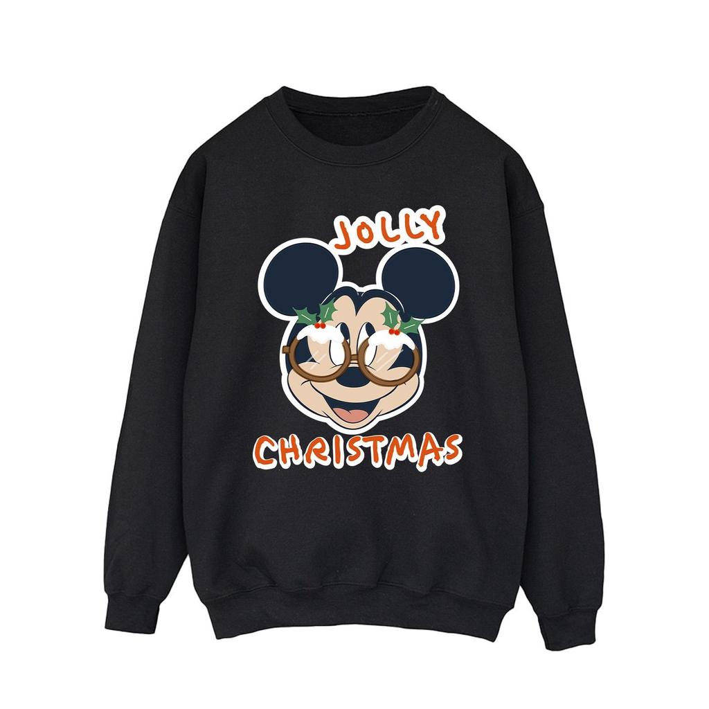 Disney Mens Mickey Mouse Jolly Christmas Glasses Sweatshirt