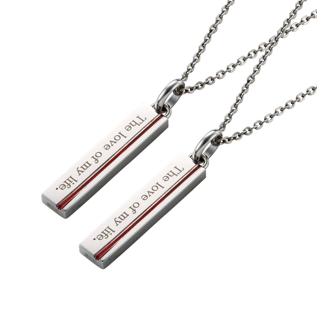 Парный набор ожерелий из 2 шт. Хирургическая нержавеющая сталь Красная нить Пластина Сообщение Гипоаллергенный [Белый клевер] 38см&45см 4SUP107SV&4SUP107SV