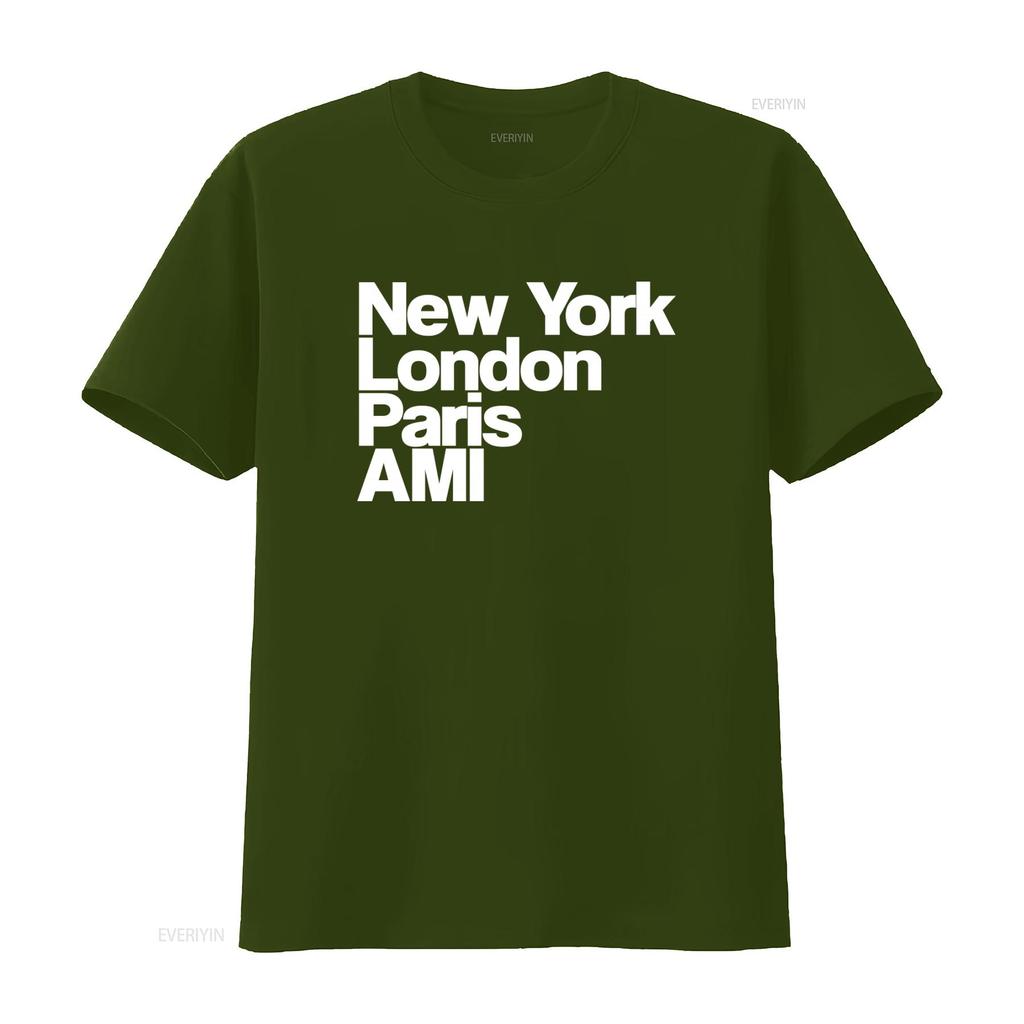 NY Lon Paris AMI GA Модный Город Название Принт Футболка для Мужчин и Женщин винтажная Стиранная Мягкая Эластичная уличная Модная homme