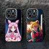 Мультяшный чехол для телефона P-Sailor Moons для iPhone 17,16,15,14,13,12,Pro MAX Черный матовый противоударный чехол