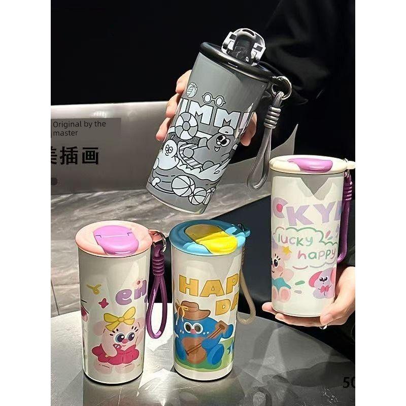 Large-Capacity Thermos Cup for Women, Good-Looking Ice Cup, Portable Car Coffee Cup, Outdoor Sports Water Bottle, Tea Cup