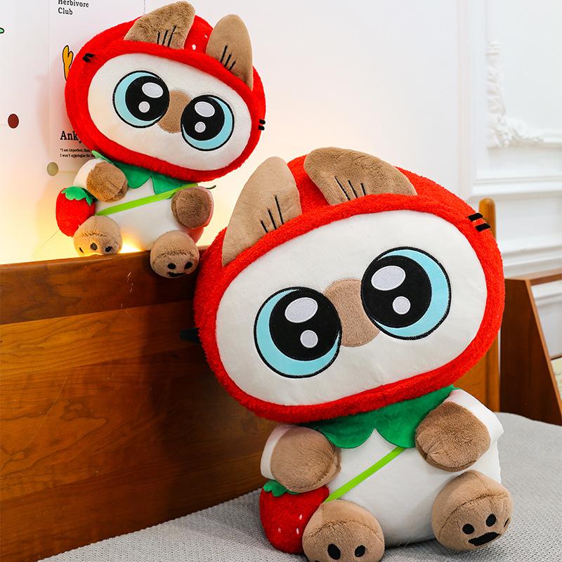 Трансграничная плюшевая игрушка-кукла сиамский кот с клубникой, кукла-кошка, подушка-игрушка, подарок для обмена в кукольном автомате