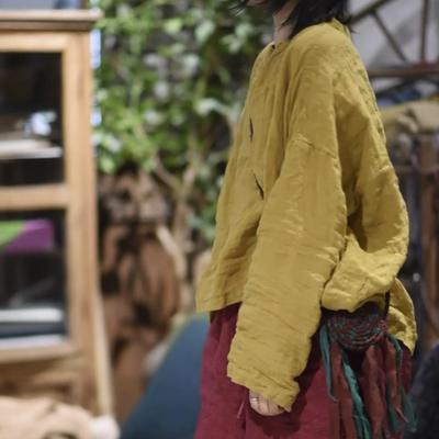 Женские винтажные футболки однотонные свободные осенние с круглым вырезом и длинным рукавом