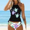 Женский купальник-бикини с бретелькой на шее, бабочкой и одуванчиком, купальник-танкини