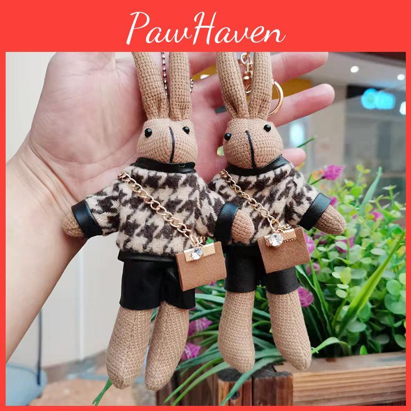 Rabbit Plush Cuddly Doll Keychain 20cm Cute Bunny Plush Toy For Decoration Backpack