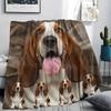 1Pc Basset Hound Print Flannel Blanket, High quality Comfortable for All Seasons, Home Decor, Warmth and Comfort, Perfect for Gifts