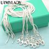 URMYLADY 925 Silver 5pcs/Lot 16/18/20/22/24/26/28/30 Inch 1MM Snake Chain Necklace for Women Men Fashion Jewelry Gift