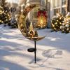 Housewarming Gift for Friends Solar Christmas Crescent Light, Moon Snowman Garden Stake Waterproof Festive Outdoor Seasonal Decor LED Pathway