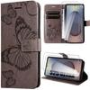 Protective Case - BOOLING - for Samsung Galaxy S25 Ultra - Brown Synthetic Leather - Butterfly Pattern - 2 Tempered Glasses
