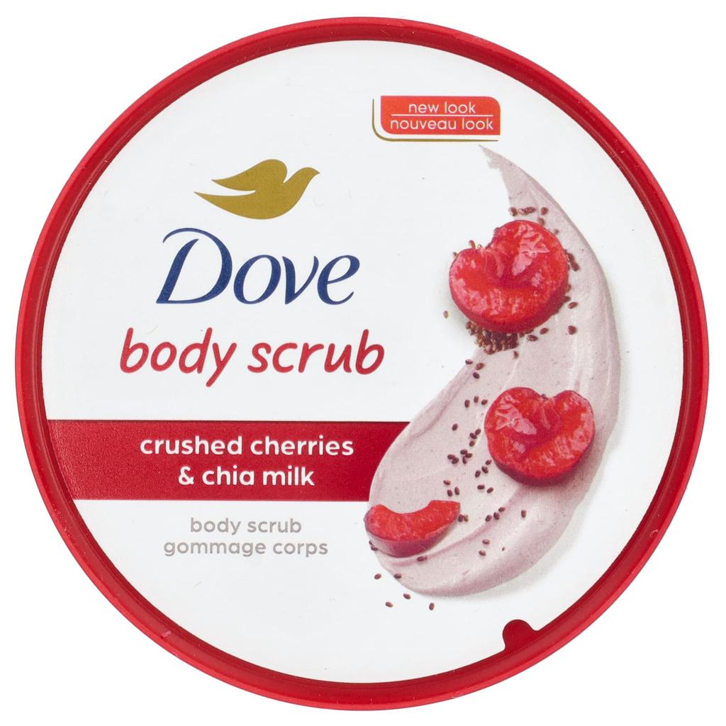 DOVE Body Scrub, Crushed Cherry & Chia Milk, 10.5 Oz (298 G)