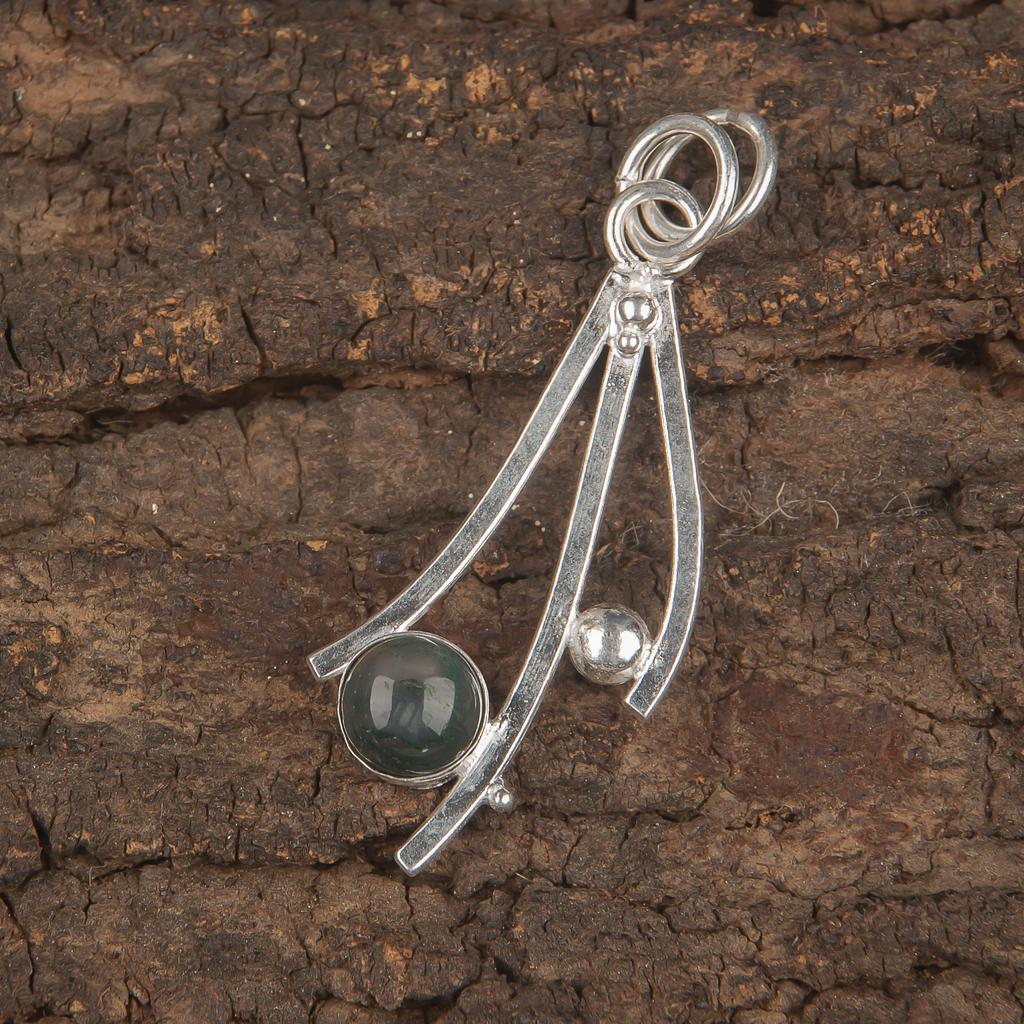 Замечательные украшения из мохового агата, кулон из стерлингового серебра 925 пробы, красивый серебряный кулон ручной работы для подарка на День благодарения