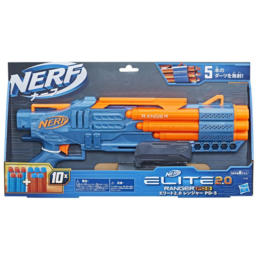 Ручной бластер Hasbro Nerf Elite Ranger стреляет из ствола, вмещающего 5 патронов, в комплекте 10 официальных настраиваемых губчатых дротиковых насосов Nerf Elite F4186