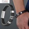 Men Punk Weave Leather Knit Bracelet Zinc Alloy Black Brown Pu Boys Bangles