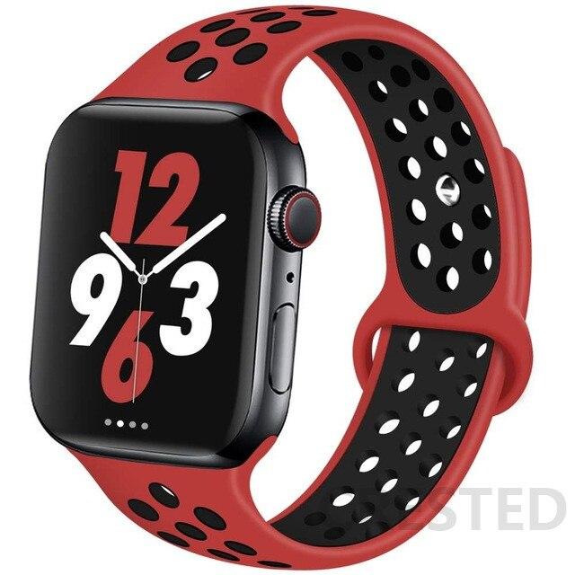 Спортивный силиконовый ремешок для Apple Watch Band 44 мм, 40 мм, 42 мм, 38 мм, 44 мм, дышащий браслет, ремешок для Apple Watch 6 iWatch 5 4 3 se
