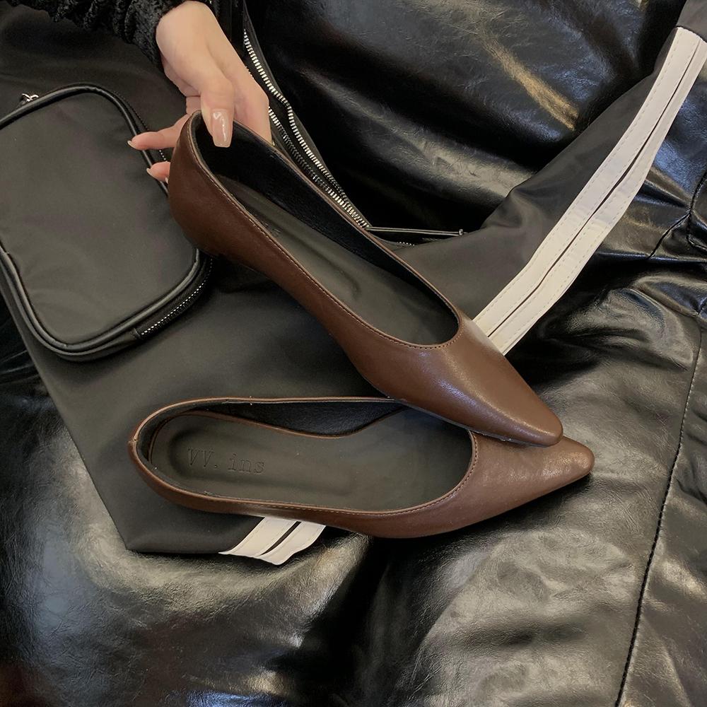 Модные женские туфли-лоферы с острым носком, повседневные туфли на осень-весну, туфли на низком каблуке для вечеринок, модные повседневные туфли-мюли, размер 35-39, туфли-лодочки