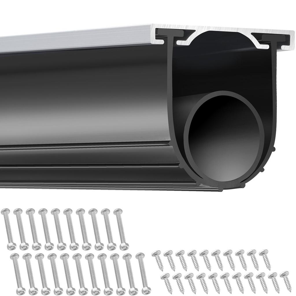 Garage Door Seals Bottom Rubber, U Shape +O Ring Garage Door Bottom Weather Seal with Pre-drilled Aluminum Track Retainer Kit, 16ft 5/16 inch T-ends