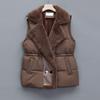 Women's Fur-Integrated Down Vest: 2025 Sleeveless Slimming Suit Collar with Waist-Cinching Design