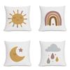 Bohemian Sun Moon Rainbow Pattern Printed Pillow Cover for Home Decor Living Room Sofa Chair Bedroom Cushion Cover