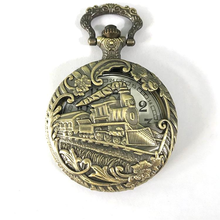Unisex Hollow Locomotive Quartz Pocket Watch - Casual Style