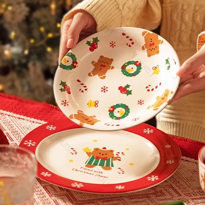 Modern Style Cute Ceramic Plates High End Cartoon Anime Exquisite Dining Plates Christmas Gifts Household Tableware