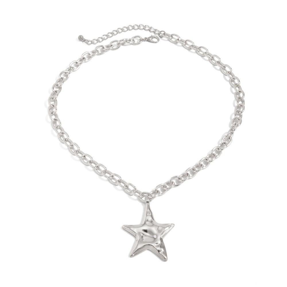 OT Buckle Chunky Chain Necklace Gold Color Clavicle Chain New Pentagram Pendant Necklace Jewelry
