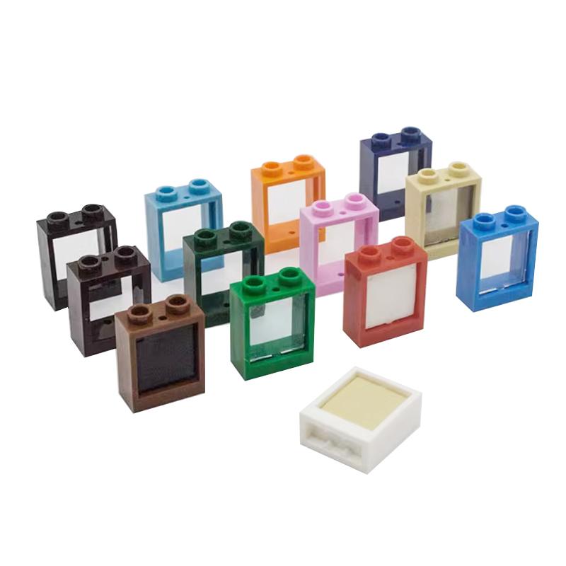 20pcs MOC parts 60592 60601 window transparent glass 1 x 2 x 2 flat front compatible brick DIY building block children's toy