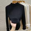 Semi-turtleneck Sweater Women's Thickened Fleece Knitted Bottoming Shirt Autumn and Winter New Integrated Fleece Top