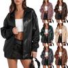 Women's Leather Jacket Long Sleeve Lapel Zipper Side Pocket Casual Coat