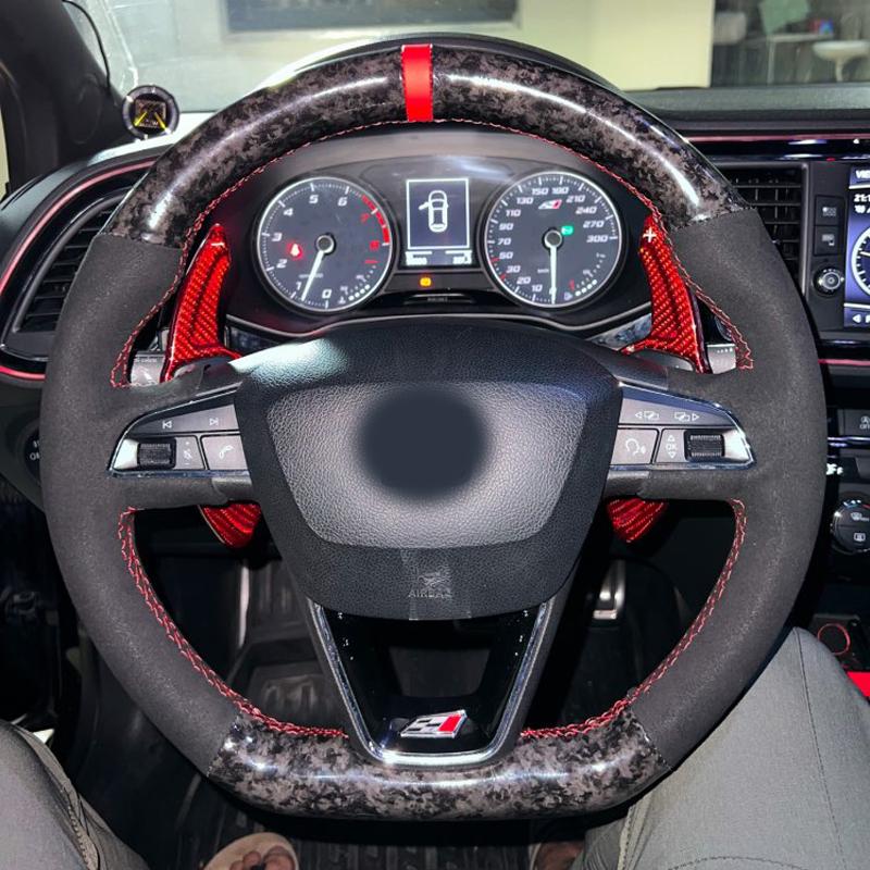 ize Black Forged Leather Car Steering Wheel Cover Suede Wraps For Seat Leon R Leon ST Cupra Leon ST Cupra Ateca Ateca FR