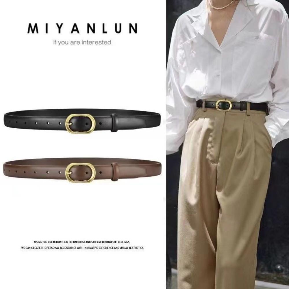 Adjustable Ladies Thin Soft Waistband With Gold Buckle Fashion Leather Waist Belts Jeans