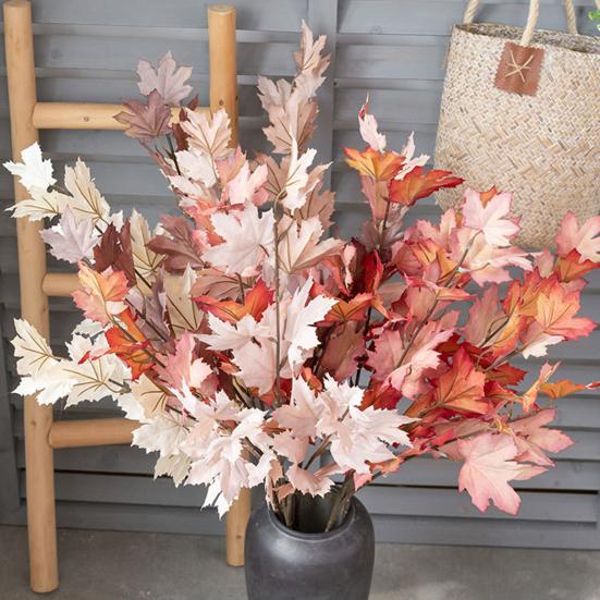 Artificial Maple Leaf Vibrant Color Simulation Plant Exquisite Realistic Maple Leaf for Home Party Decoration