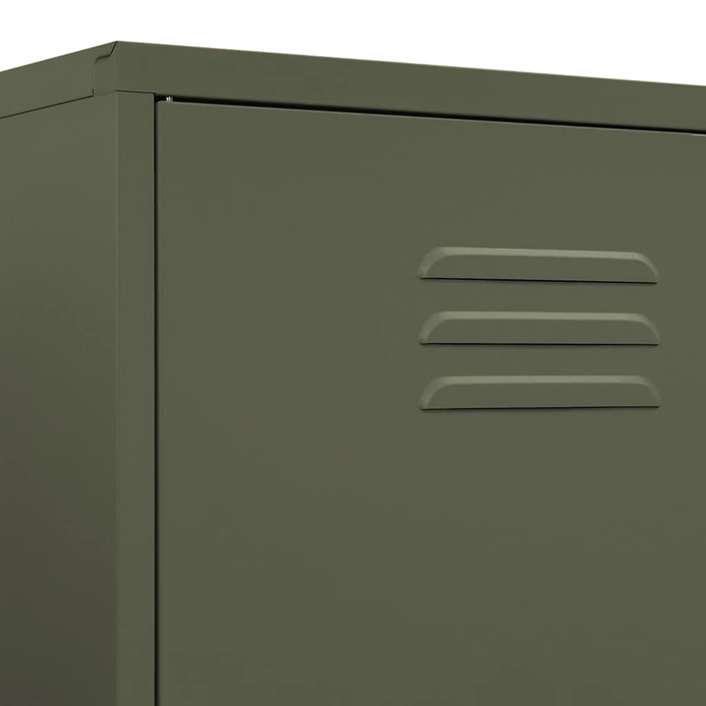 Olive Green Wardrobe 90 x 50 x 180 cm Steel