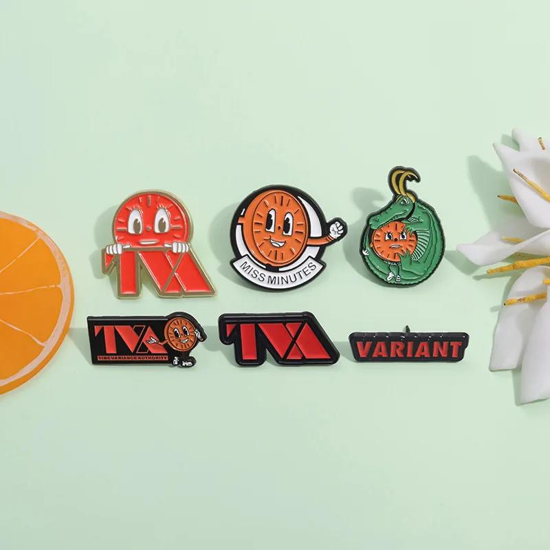 Значок-часы с персонажем мультфильма Мисс Минут Эмалированные значки Брошь Сумка Куртка Зажим на лацкан Индивидуальные аксессуары Украшения Подарки для фанатов Друзей