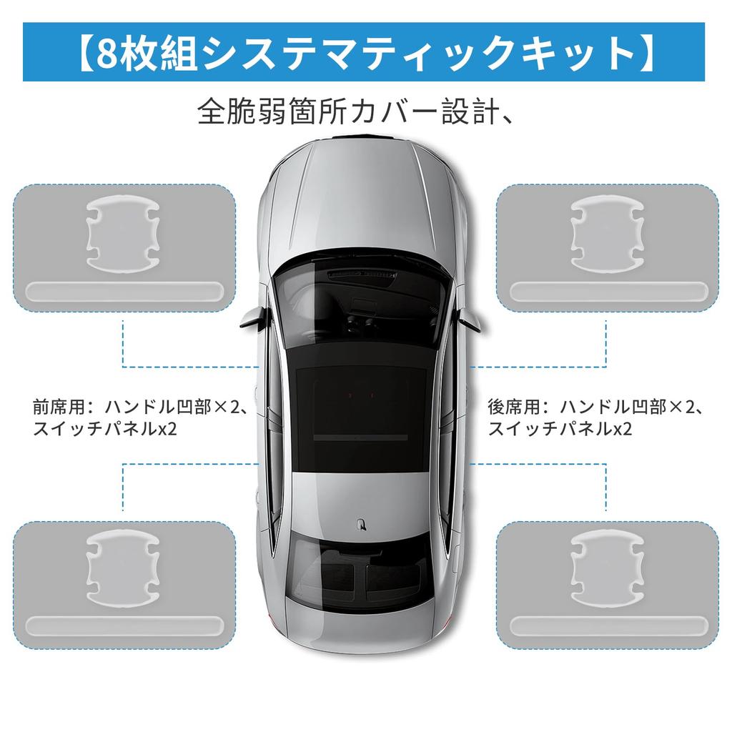 Lexus Compatible Door Handle Protector, Set of 8, Transparent Cover, Genuine Fit Design, Full