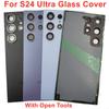 Для Samsung Galaxy S24 Ultra Стеклянная крышка батарейного отсека Задняя крышка двери S24 Ultra Задний корпус + оригинальный клейкий логотип для объектива камеры