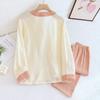 2025 New Spring and Autumn Women's Pajamas Set 100% Cotton Crepe Long-sleeved Trousers Two-piece Household Clothes Loose Size