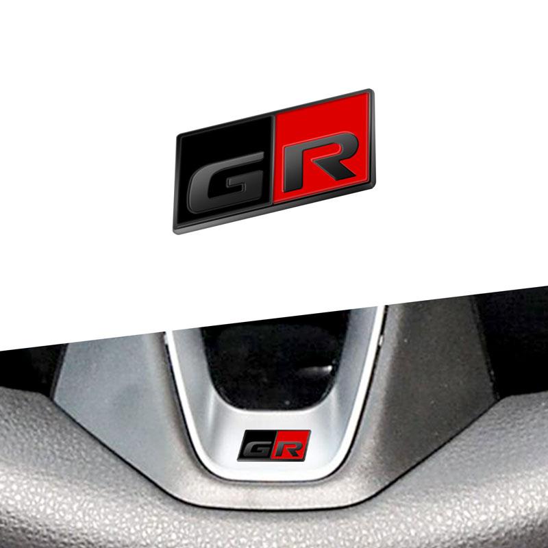 Metal Alloy GR Sport Logo Car Steering Wheel Badge Interior Sticker Decoration Emblem For RAV4 Yaris Camry Corolla Vios