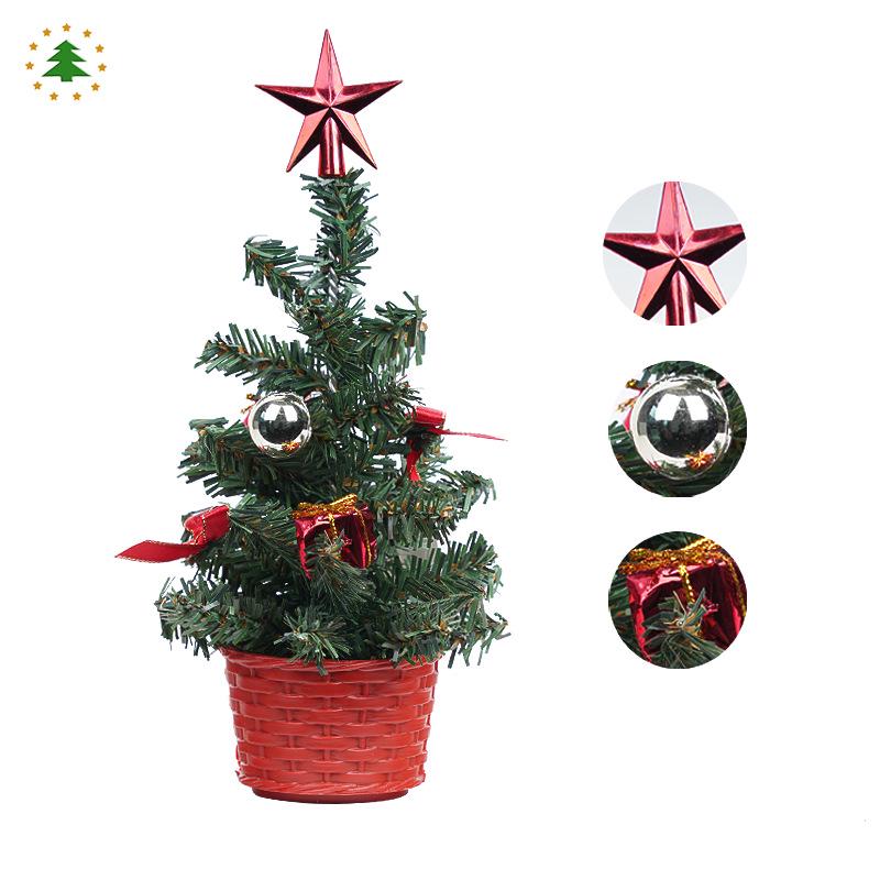 Gold/Silver/Red Mini Christmas Tree Potted Ornaments - 20/30/40cm Christmas Desktop Decorations for Office