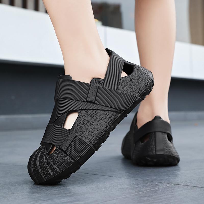 Летние мужские сандалии для улицы с полой подошвой, плоская нескользящая подошва, женские дышащие кроссовки с мягкой подошвой для сада и пляжа, большие сандалии