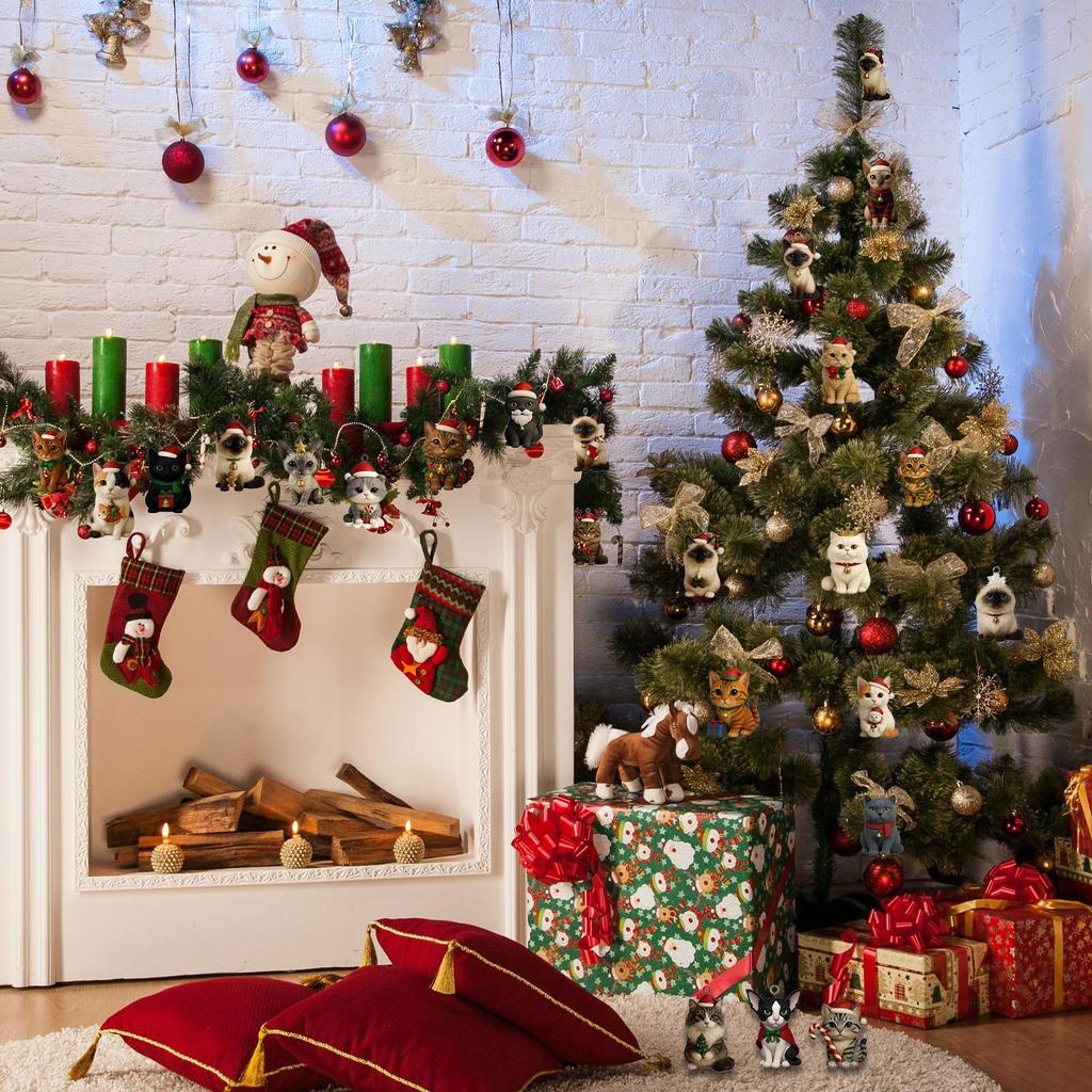 Cat Advent Calendar 2025 Christmas Countdown Calendar 24 Days 2D Acrylic Pendants for Home Wall Xmas Tree Decor Holiday Gift