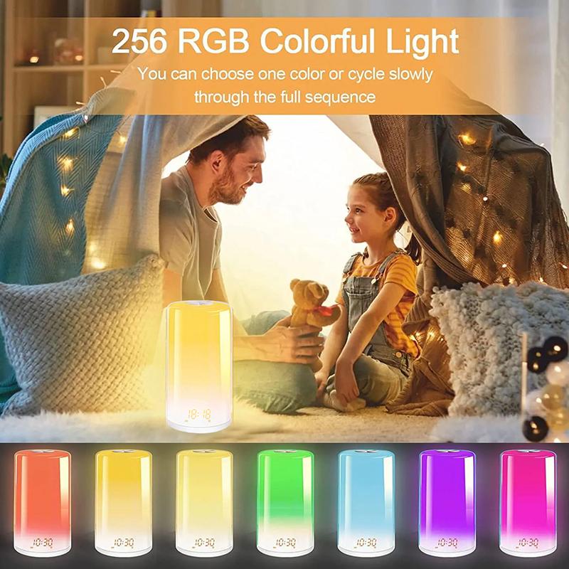 Будильник с восходом солнца, со светом для пробуждения, естественными звуками, ночником, сенсорным управлением для спальни, детей, взрослых, рождественский подарок, помощь для сна